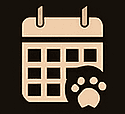 Attentive visits: calendar with paw print